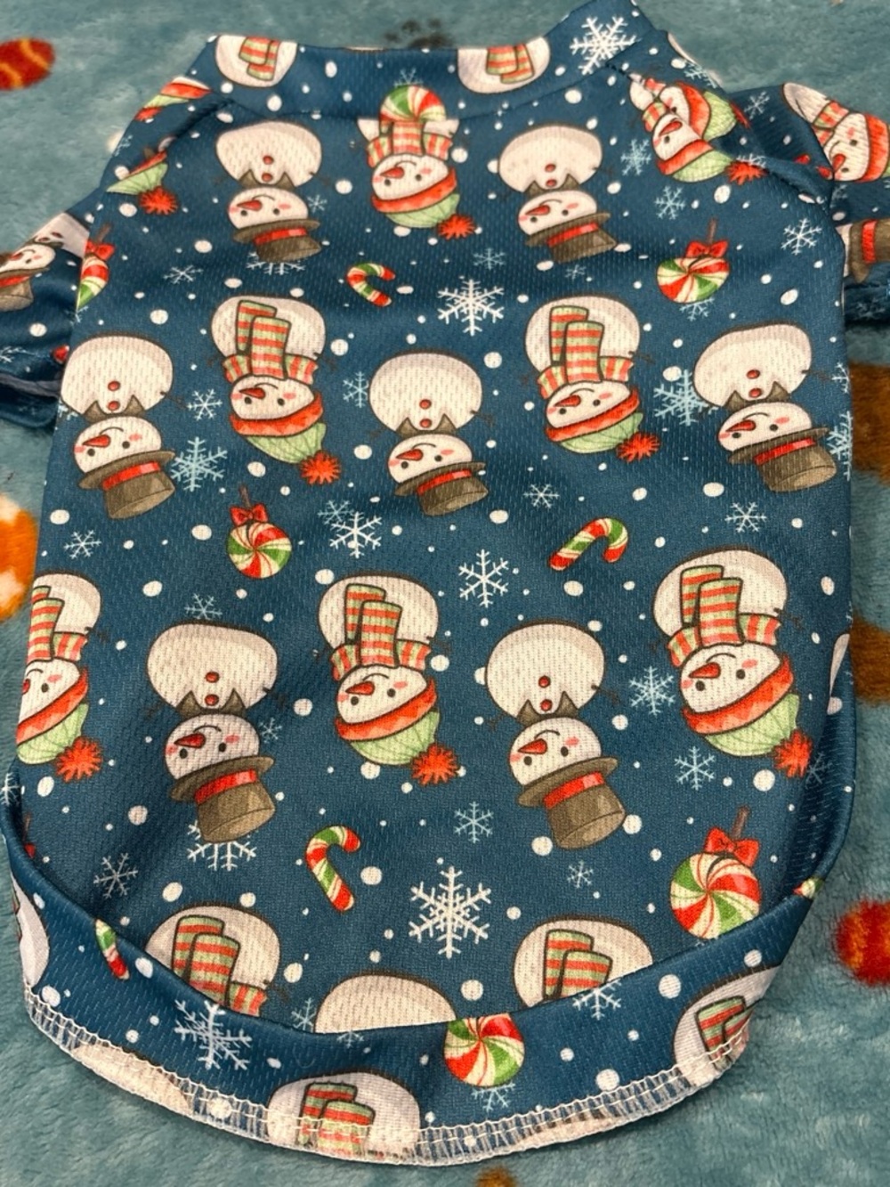 Blue Snowman Holiday Pet Bib - Festive Winter Print small
